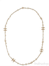 Gold CC Logo Pearl Necklace