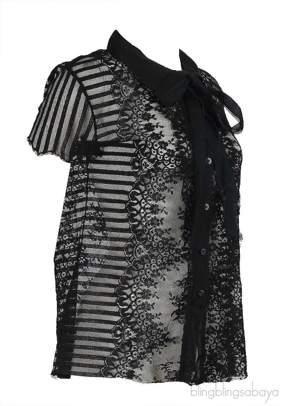 Oscar dela Renta Black See-through Blouse