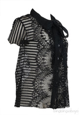 Oscar dela Renta Black See-through Blouse