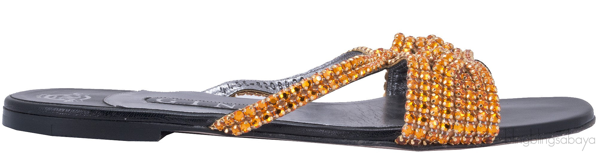 Orange Loren Flat Sandals