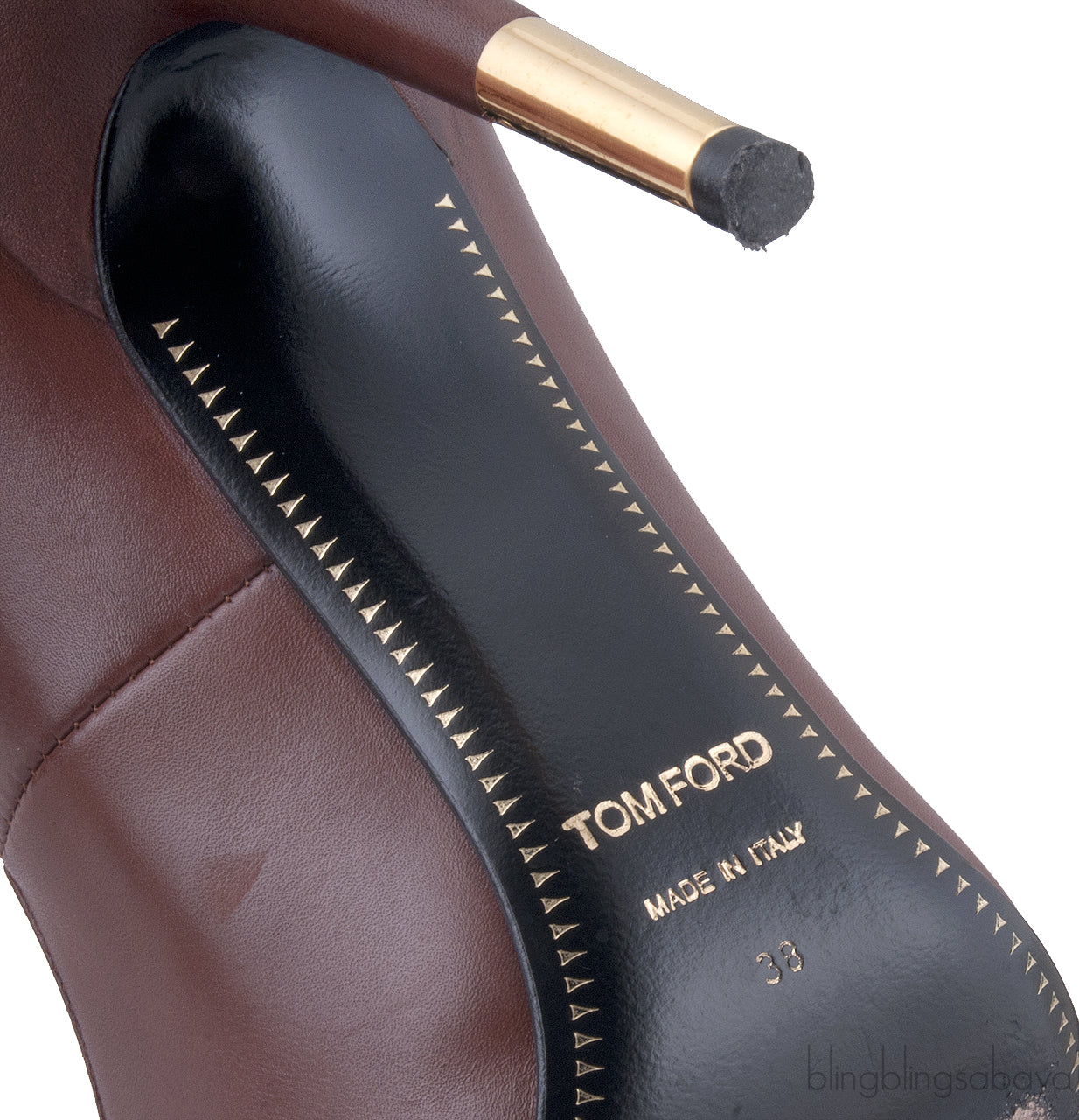 Brown Padlock Ankle Strap Pump