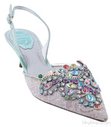 Multicolor Stone Mesh Slingback Sandals