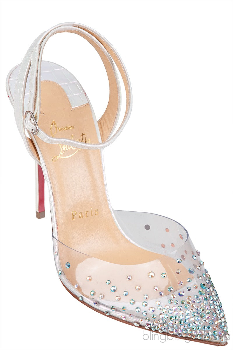 PVC Crystal Croc Print Slingback Heels