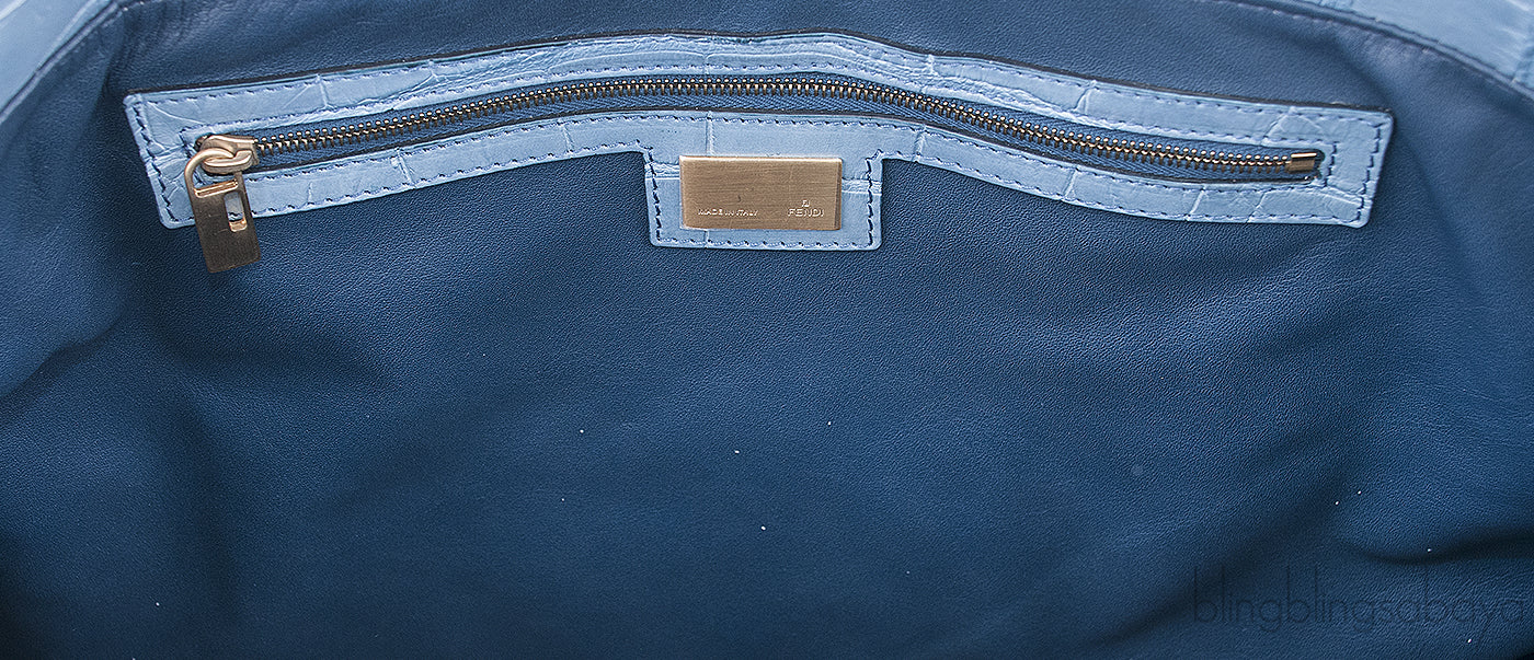 Twin Alligator Blue Jean Tote Bag