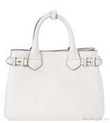 Burberry White & Checkered Banner Top Handle Bag