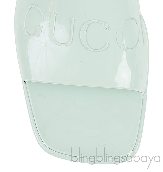 Gucci Rubber Slide Pastel Green Sandals