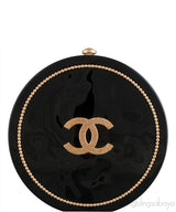 Black Owl Minaudiere Clutch Bag