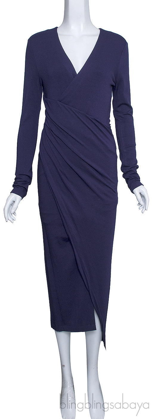 Asymmetric Purple Wrap Dress