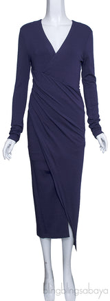 Asymmetric Purple Wrap Dress
