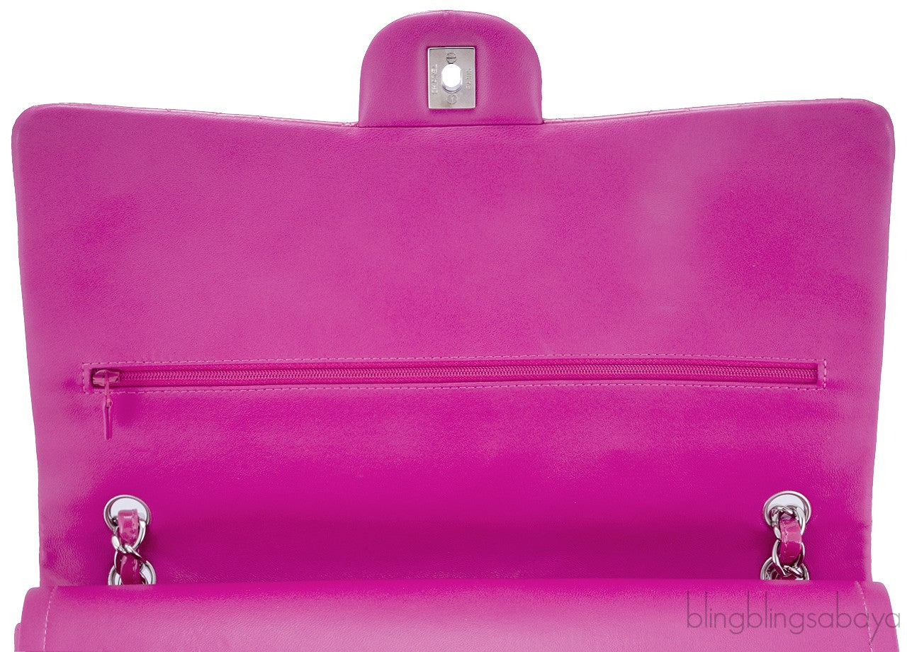 Fuchsia Quilted Maxi Flap Bag
