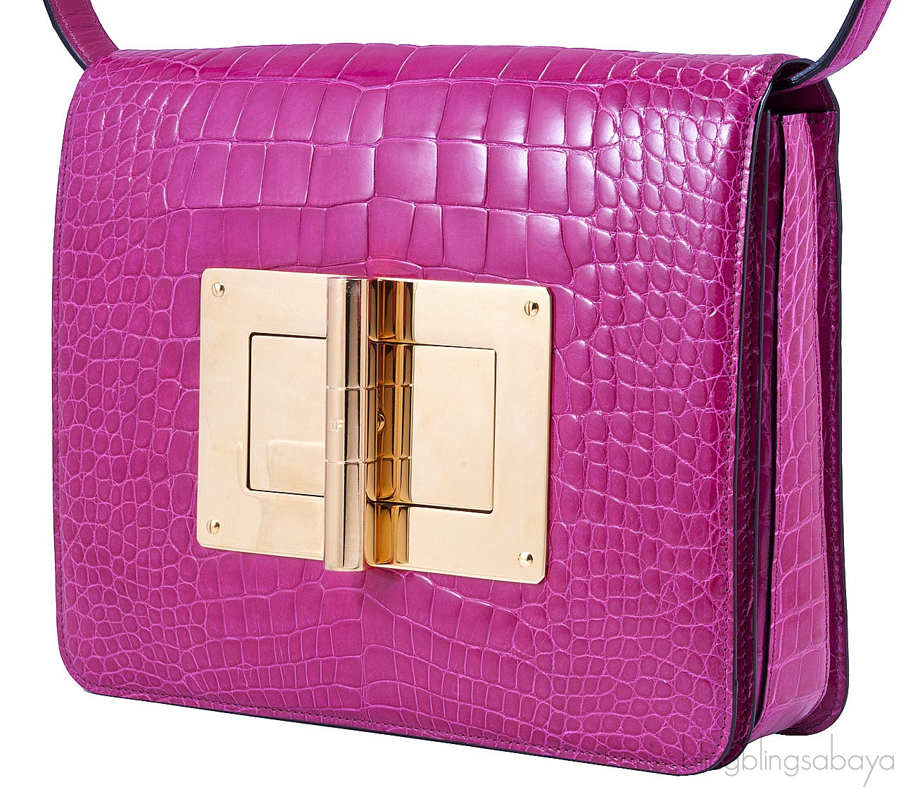 Natalia Croc Fuchsia Shoulder Bag