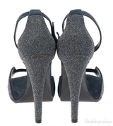 Hermes Premiere Glitter Blue Grey Suede Sandals