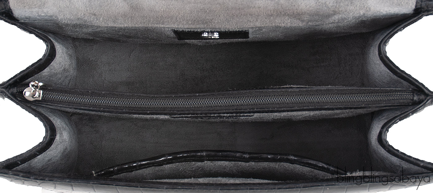Maxime Black Crocodile Bag