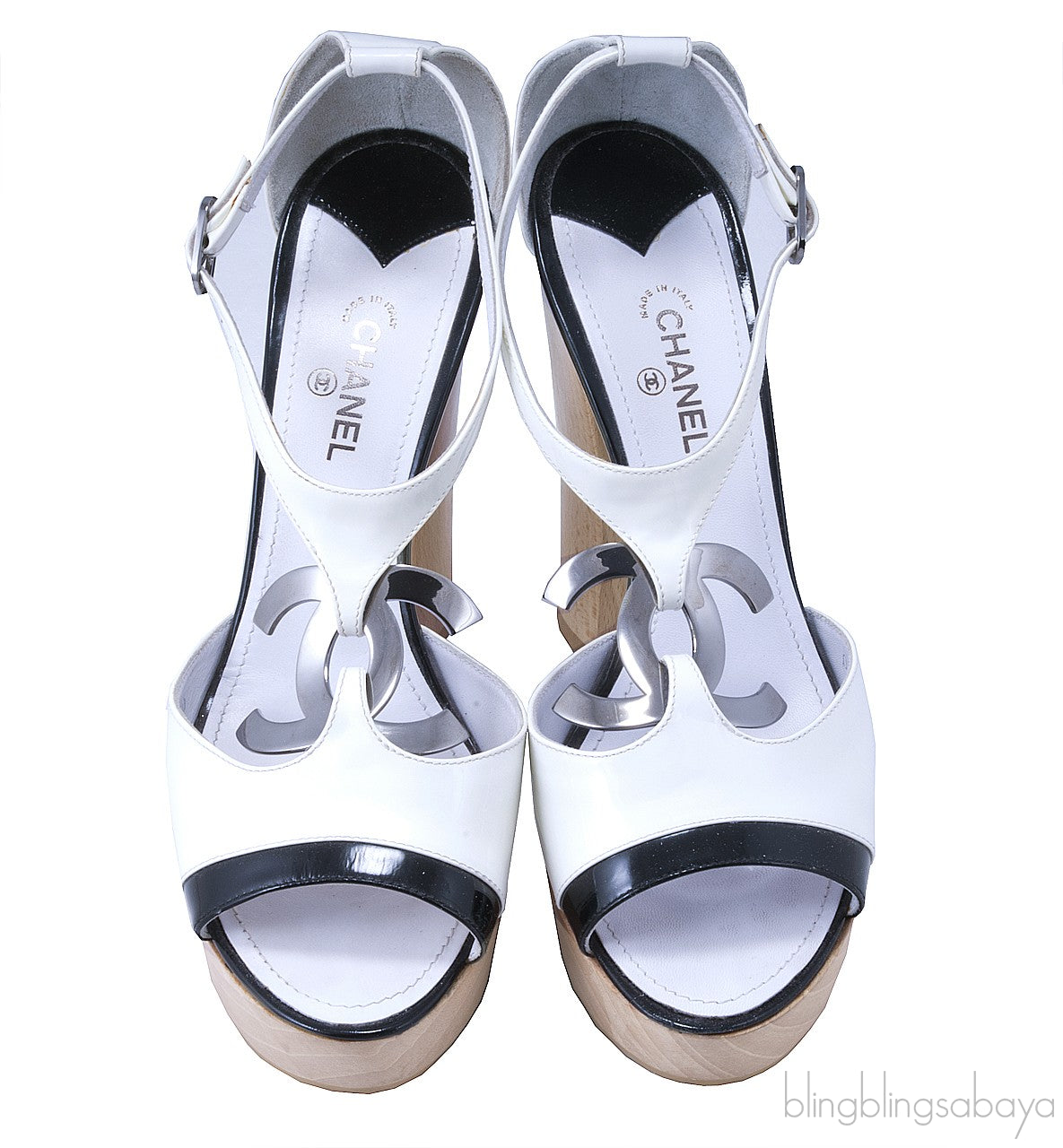 White CC Platform Sandals