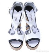 White CC Platform Sandals