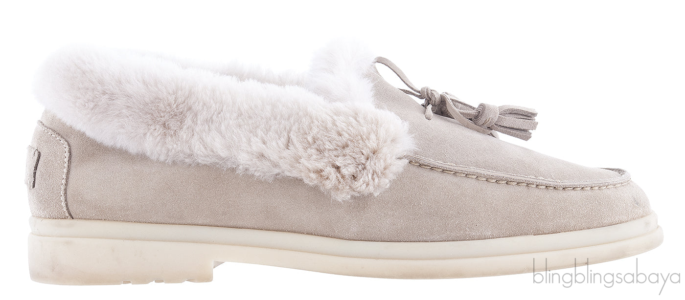 Fur-trimmed Suede Loafers