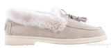 Fur-trimmed Suede Loafers