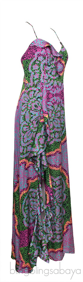 Multicolor Sleeveless Ruffle Dress
