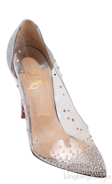 Silver PVC Crystal Heels
