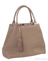 Etoupe Leather Croc Print Handle Bag