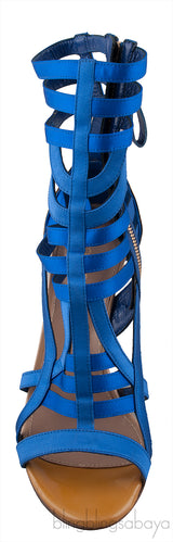 Blue Satin Strappy Gladiator Heels