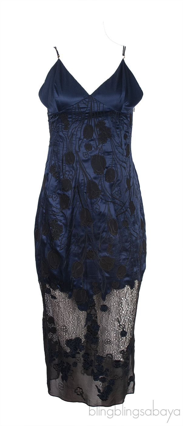 Bi-color Floral Patch Camisole Dress and Robe