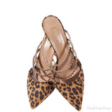 Aquazzura Brown Leopard Donata Suede Crystal Mules