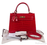 Kelly 25 Red Braise Crocodile GHW