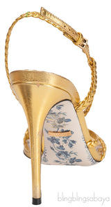Metallic Gold Braided Strappy Sandals