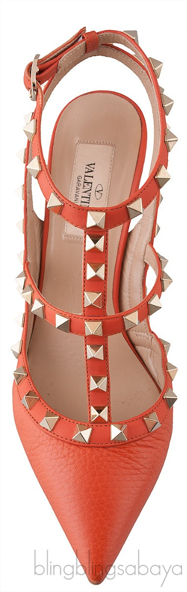 Rockstud Brique Gold Studs Heels 100
