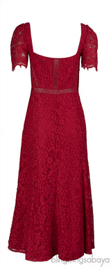 Self Portrait Crepe Lace Detail Midi Dress M