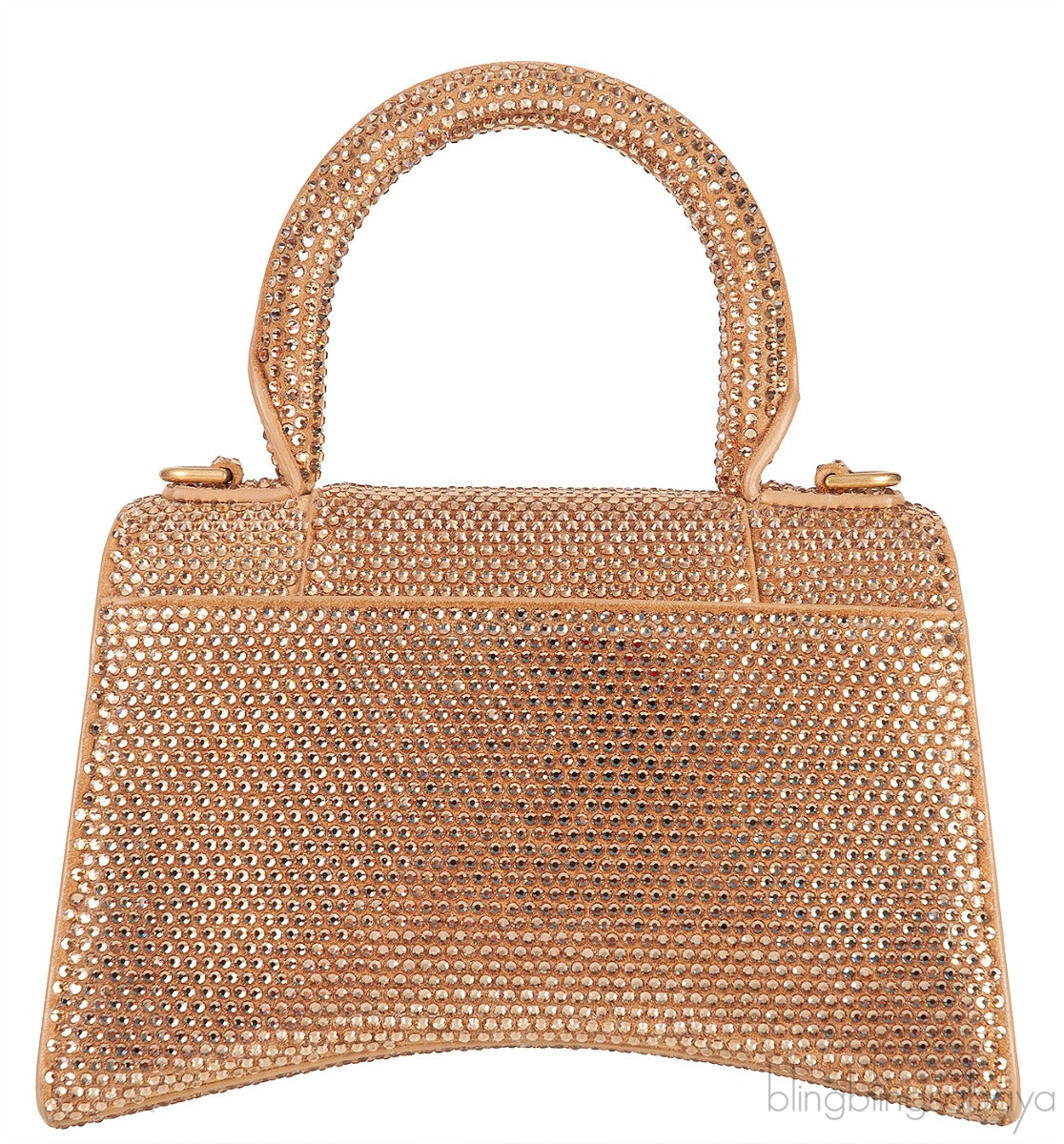 Hourglass XS Gold Rhinestone Suede Calfskin
