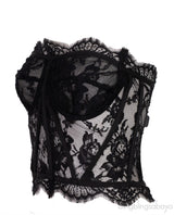 Grosgrain-trimmed Lace Bustier Top