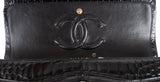 Vintage Black Patent Crocodile Medium Double Flap Bag GHW