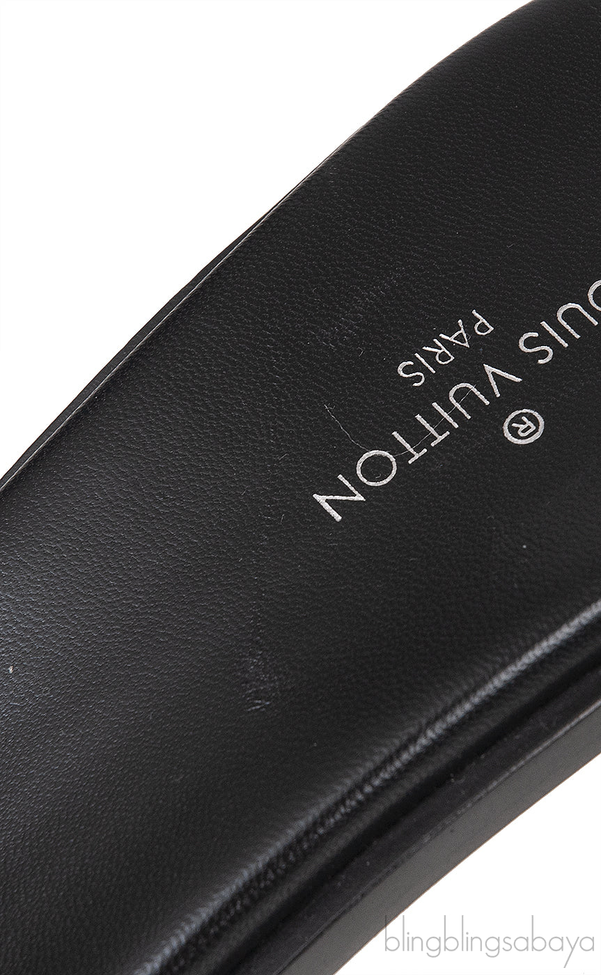 Louis Vuitton Monogram Lock-it Block Mules