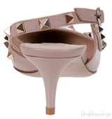 Spike Rockstud Nude Slingback Mini Heels
