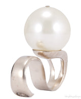 Double Metal Giant Pearl Ring