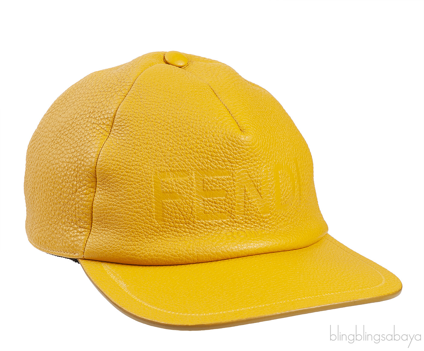 Yellow Logo Leather Baseball Cap