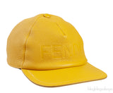 Yellow Logo Leather Baseball Cap