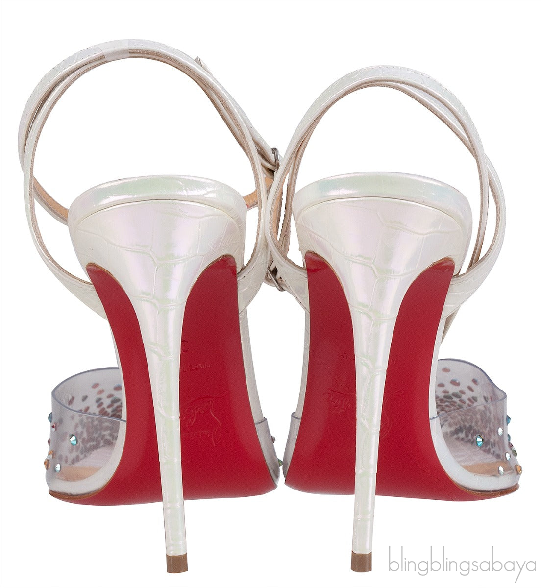 PVC Crystal Croc Print Slingback Heels