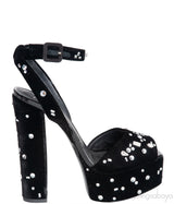 Lavinia Swarovski Crystal Velvet Platform Sandals