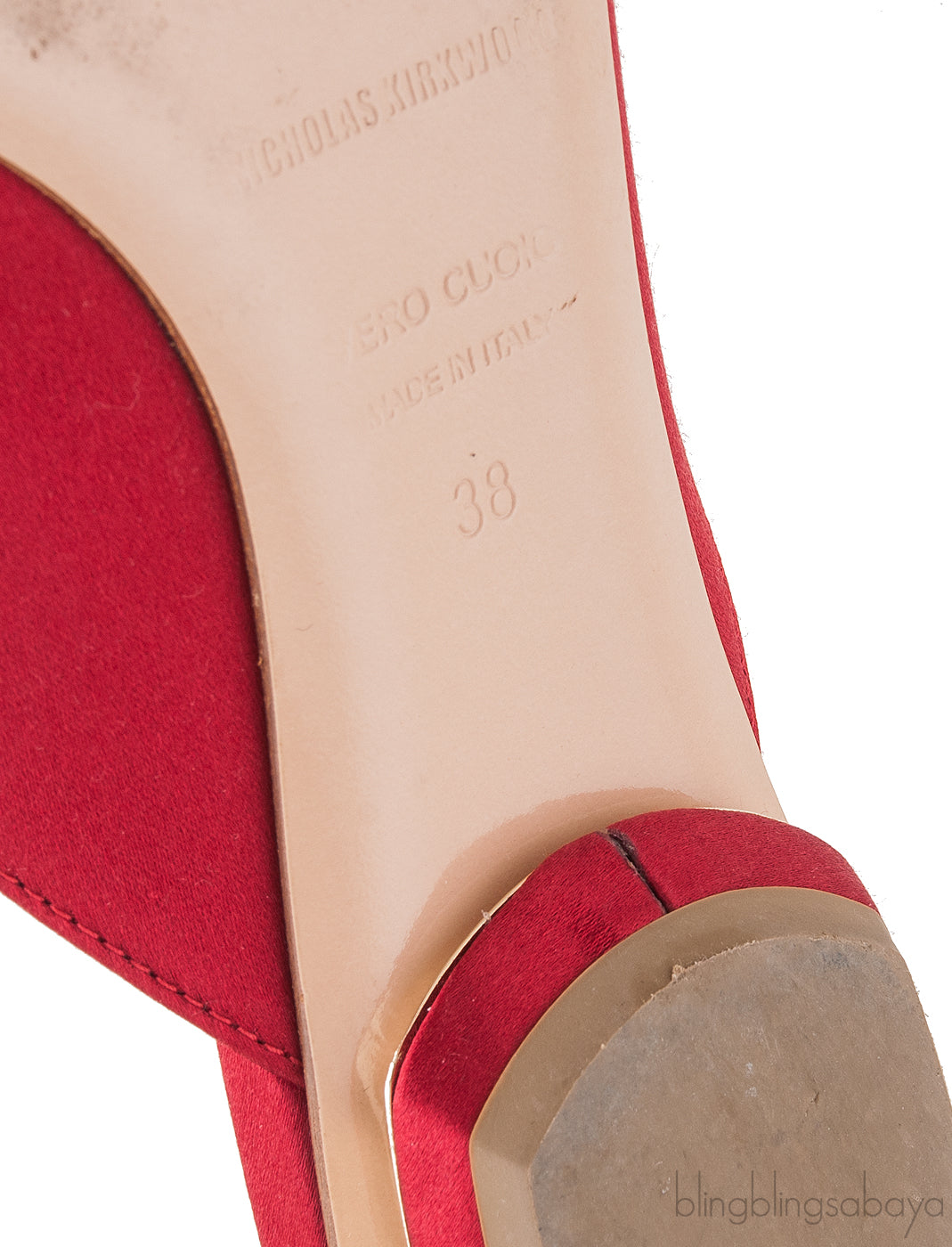 Red Satin Eden Mirror Flat Mule