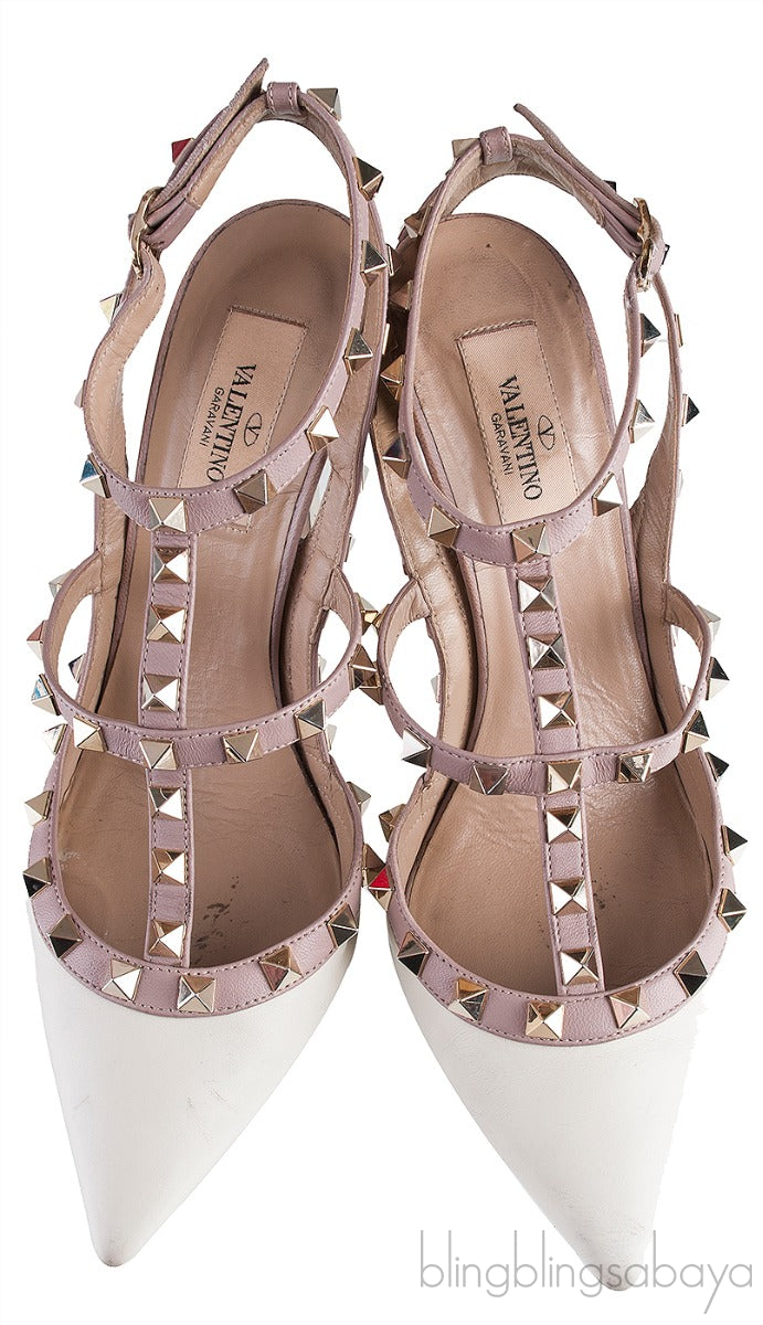 Rockstud Off-white Nude Slingback