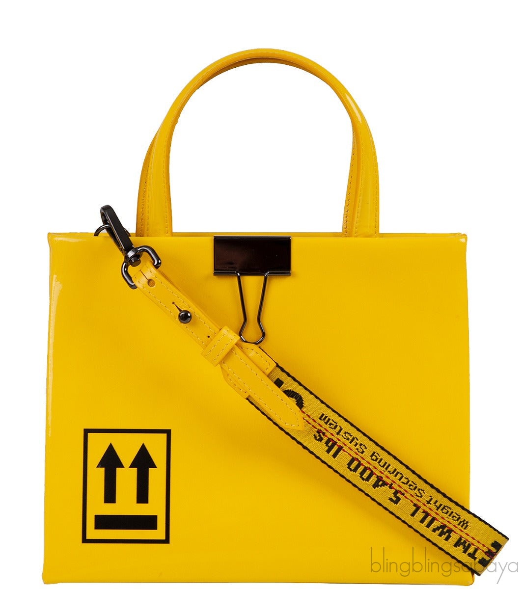 Yellow Patent Mini Box Bag