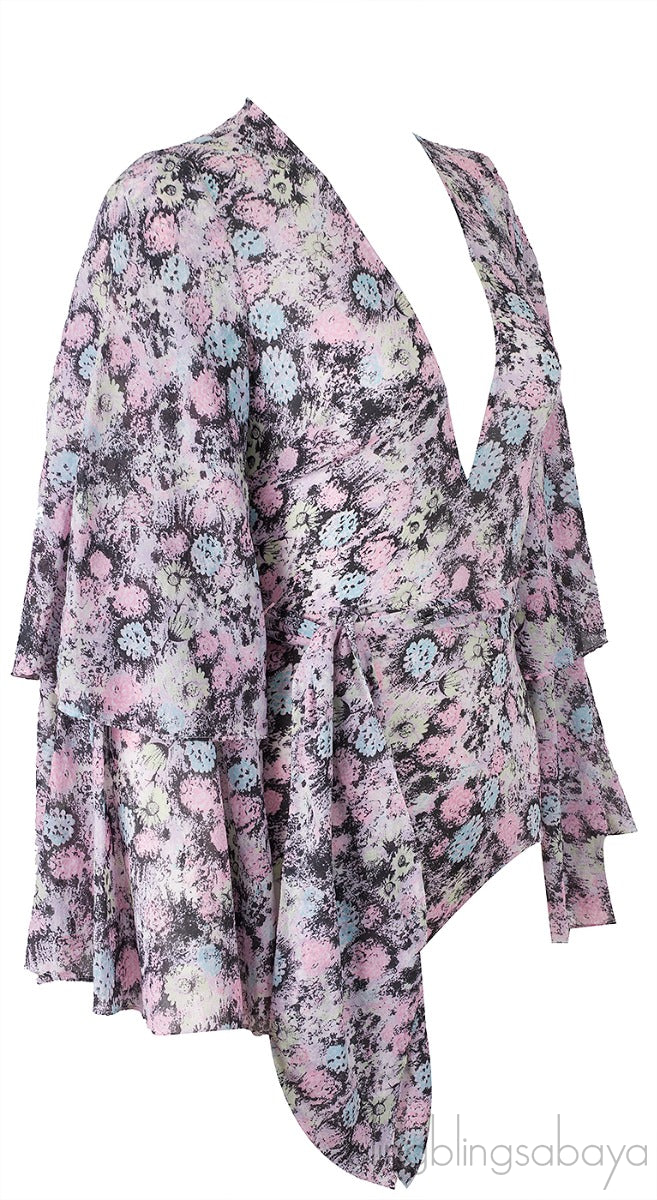 Multicolor Printed Bodysuit  w/ Belt