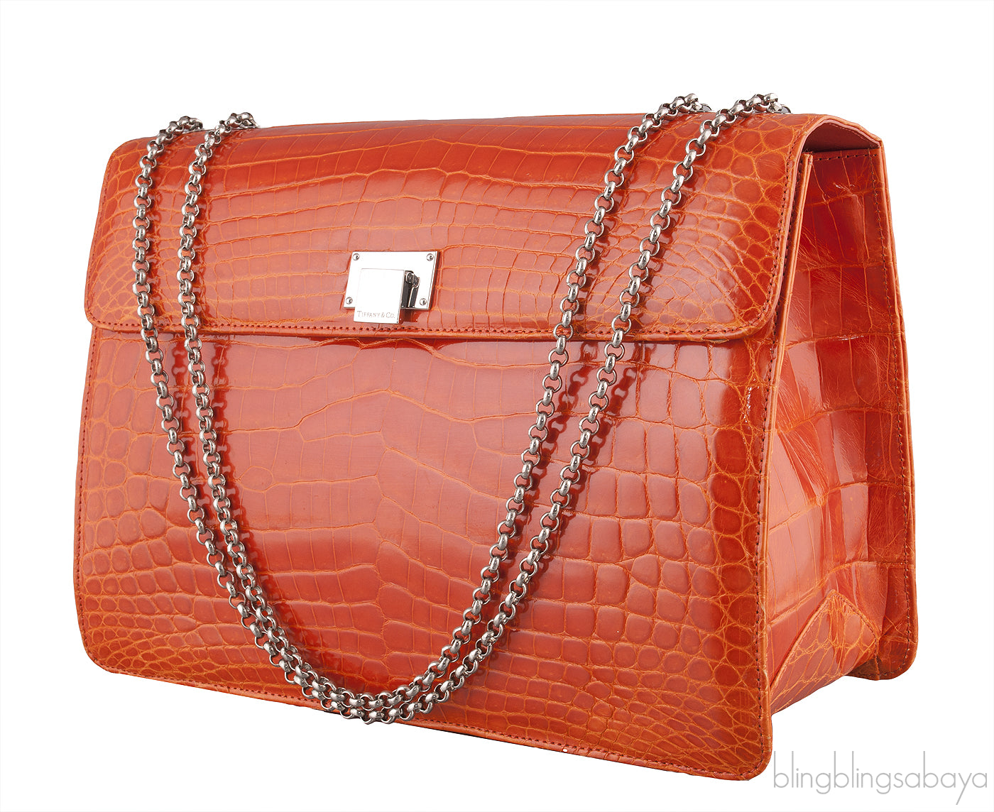 Orange Cornelia Lunch Box Crocodile Bag