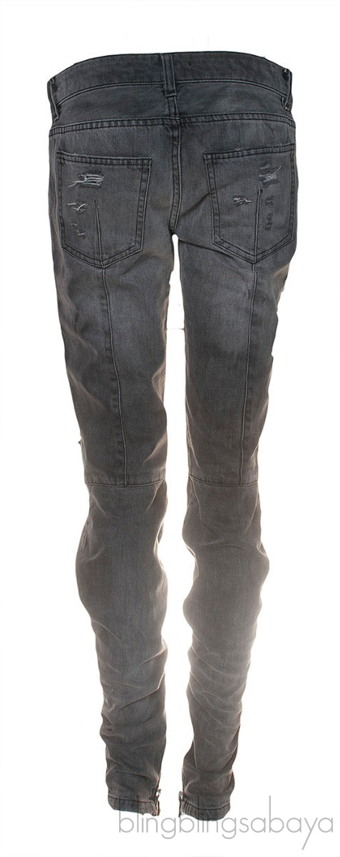Grey Denim Ripped Jeans
