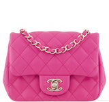 Fuchsia Quilted Mini Flap Bag