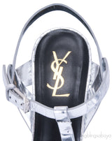 Tribute Crocodile Print Silver Patent
