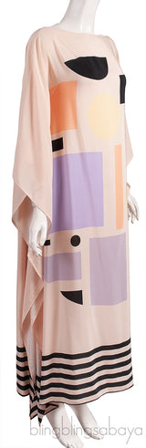 Beige Multicolor Kaftan Dress